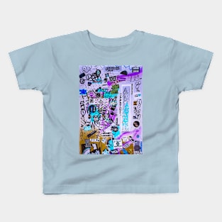 New York City Violet Graffiti Tags Stickers Art Kids T-Shirt